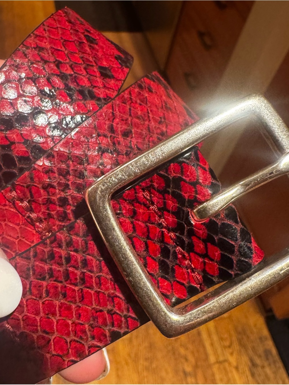 Rag & Bone Boyfriend Red Croc Embossed Leather Belt Size M